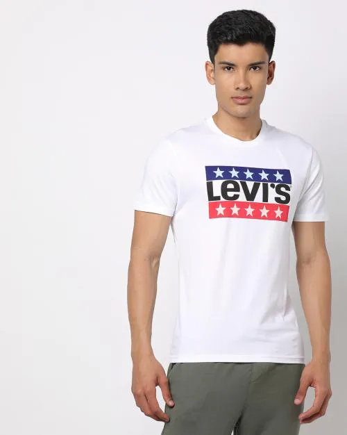 Regular Fit Brand Print Crew-Neck T-Shirt