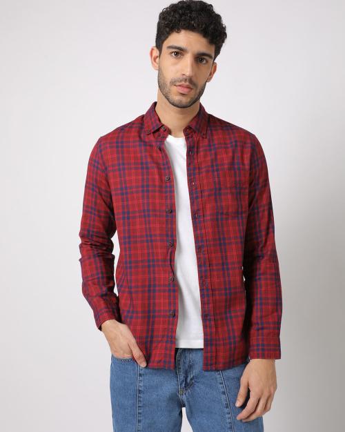 Men Checked Slim Fit Shirt