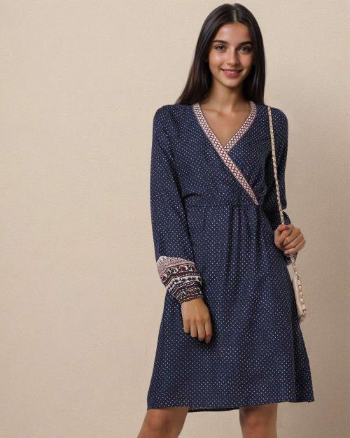 Micro Print Boho A-Line Dress