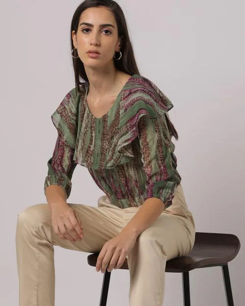 Printed Flowy Layered Top