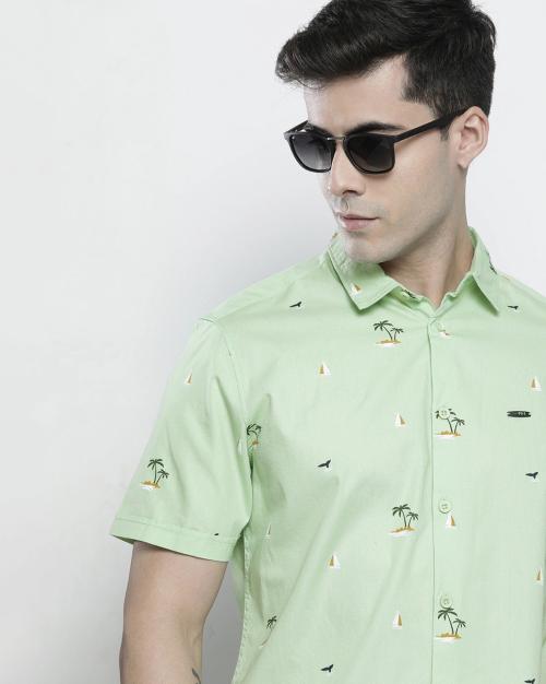 Tropical Print Cotton Shirt