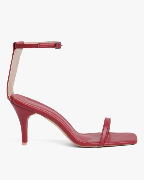 Square-Toe Stilettos with Ankle-Strap