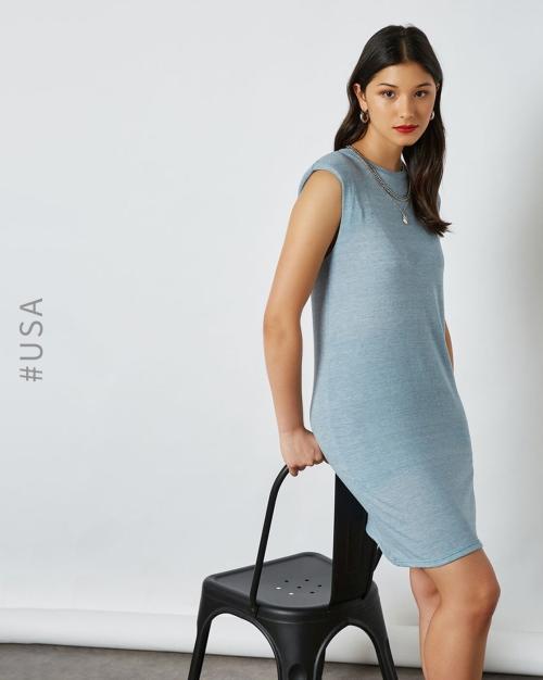 Heathered Sleeveless T-shirt Dress