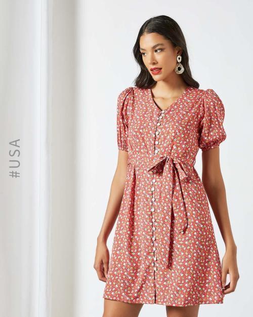 Floral Print A-line Dress