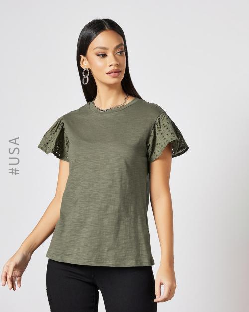 Textured Round-Neck Top