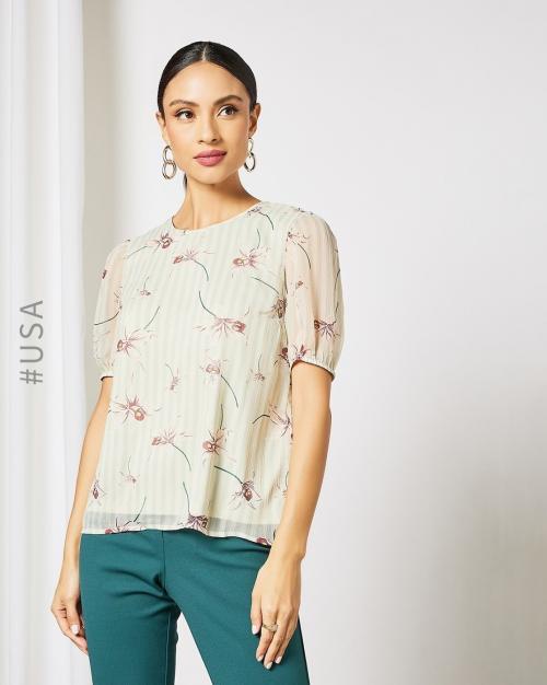 Floral Print Round-Neck Top