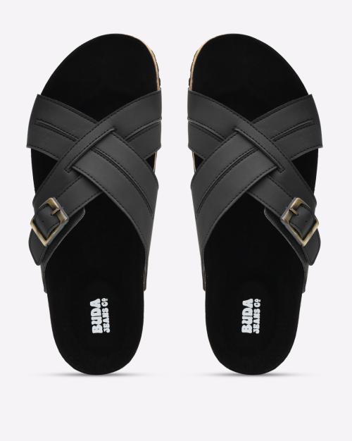 Criss-Cross Strap Slip-On Sandals
