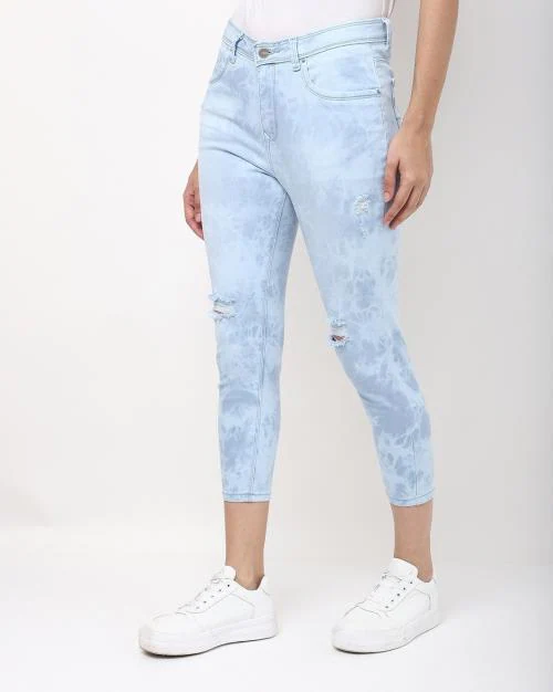 Acid Wash Ripped Skinny Jeans