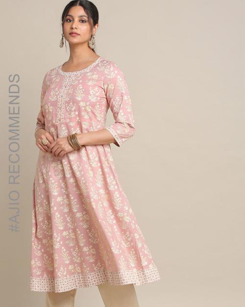 Floral Print Flared Kurta