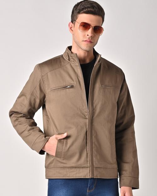 Zip-Front Cotton Jacket with Insert Pockets