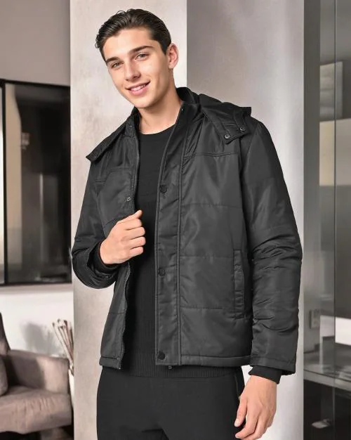 Hooded Puffer Jacket with Insert Pockets