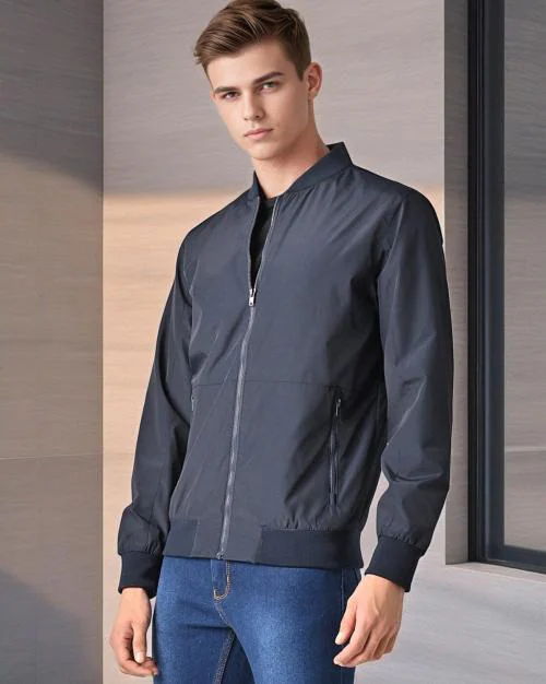 Bomber Jacket with Zipper Pockets