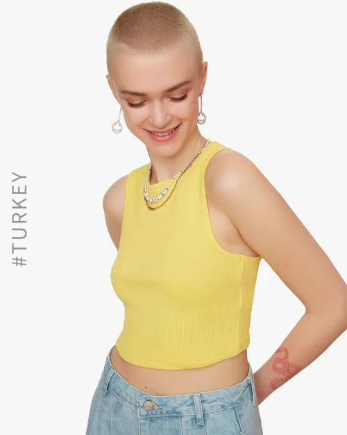 Ribbed Crew-Neck Tank Top