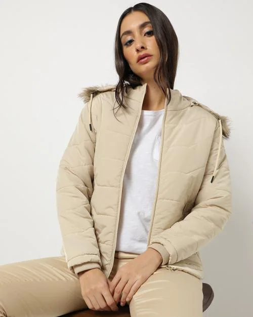 Quilted Jacket with Detachable Fur-Lined Hood