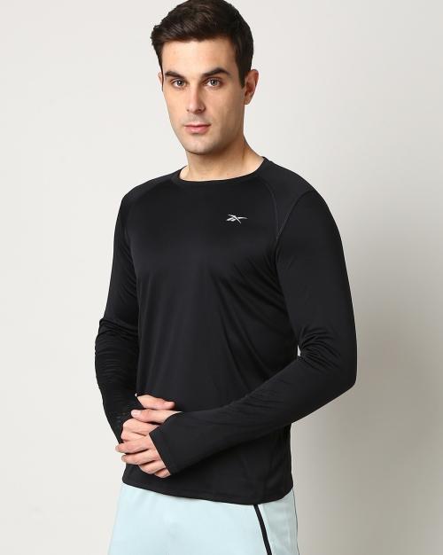 Regular Fit Thumb-Hole Sleeve Crew-Neck T-Shirt