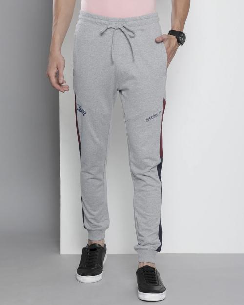 Men Heathered Joggers with Contrast Panels