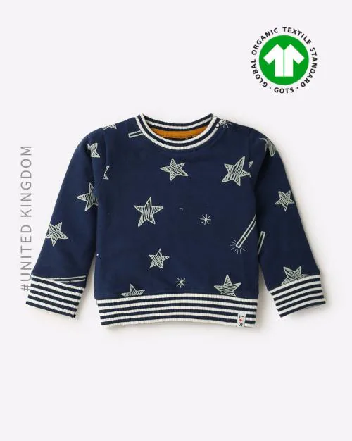 Star Print Organic Cotton Round-Neck Sweatshirt