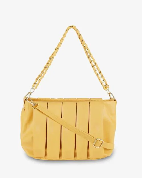 Pleated Shoulder Bag with Detachable Strap