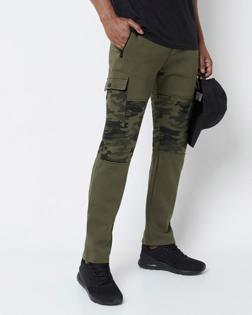 Men Camouflage Track Pants with Elasticated Drawstring Waist