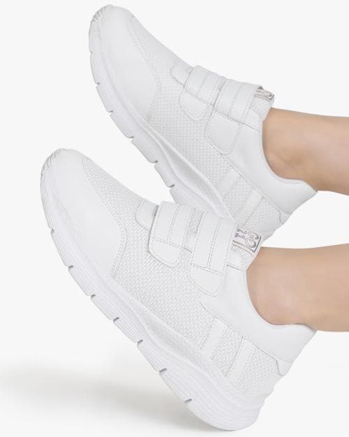 Panelled Slip-On Sneakers with Velcro Fastening