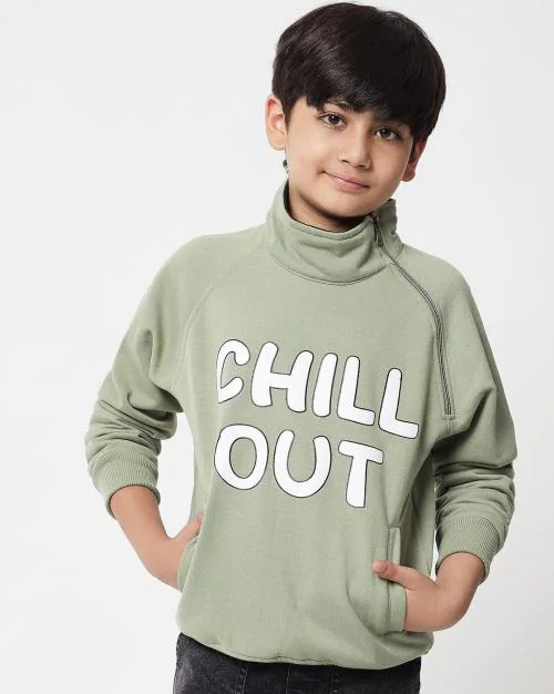 Typographic Print High-Neck Sweatshirt