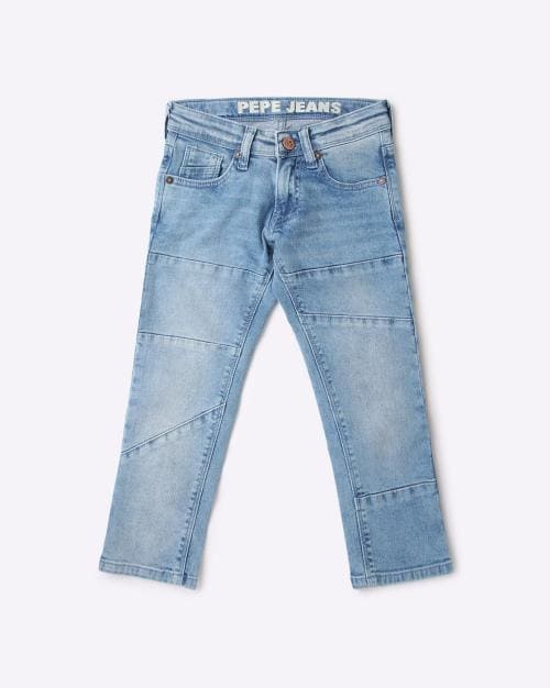 Heavily Washed Panelled Jeans