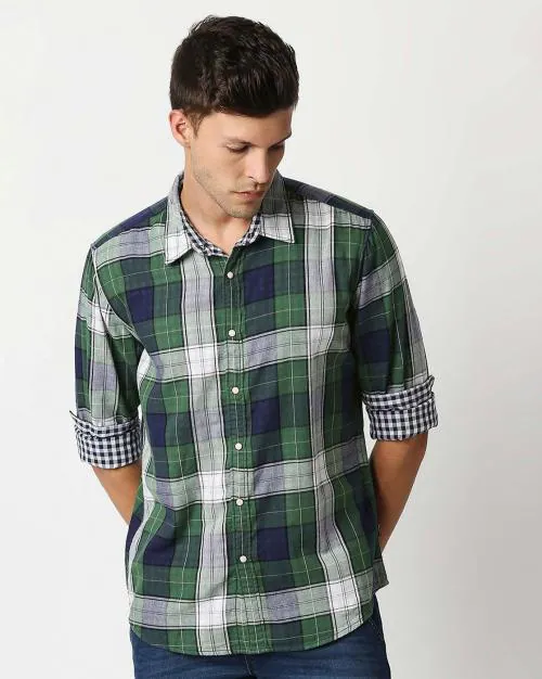 Men Connie Yarn-Dyed Checked Reversible Regular Fit Shirt