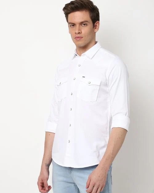 Cotton Shirt with Flap Pockets
