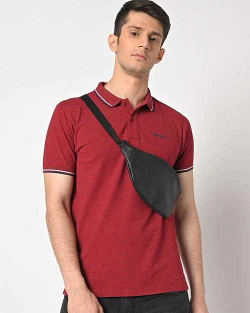 Polo T-shirt with Ribbed Hem