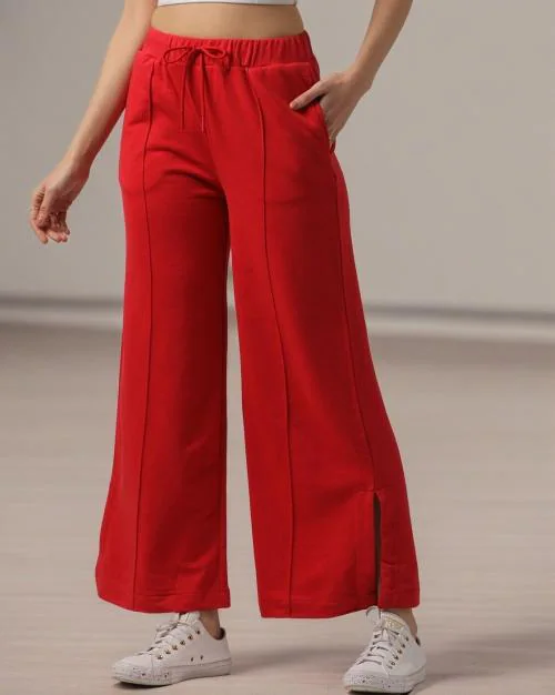 Women Flared Track Pants with Side Slits