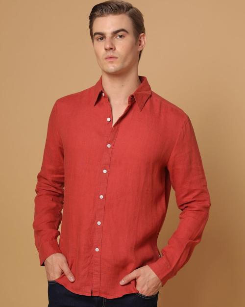 Men Slim Fit Linen Shirt