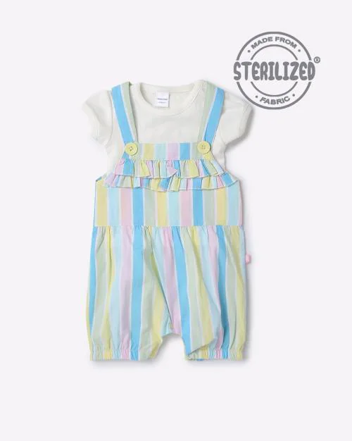 Thick Striped Dungaree with T-shirt