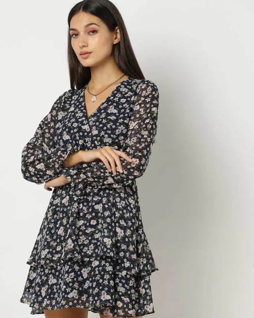 Floral Print Wrap Dress