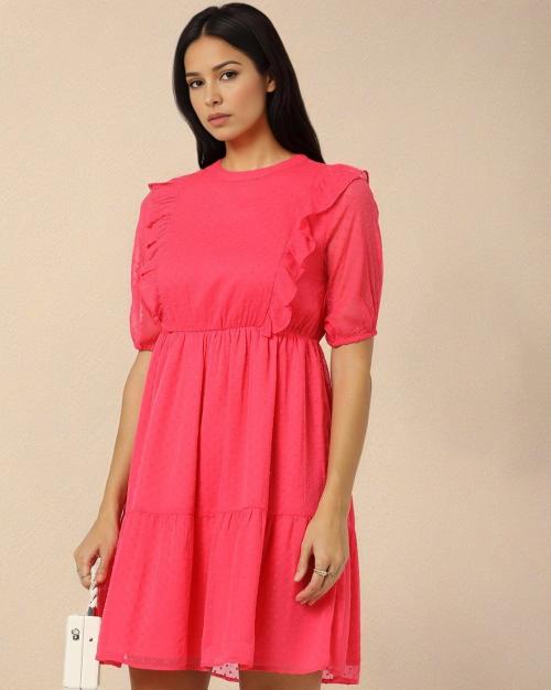 Women Swiss-Dot Tiered Dress