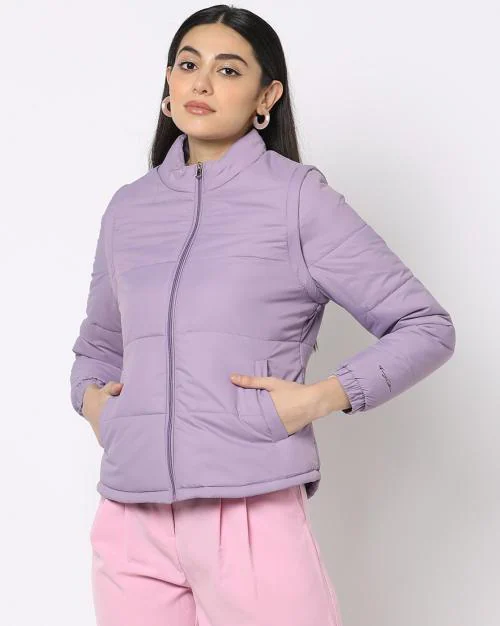Buy Zip-Front Puffer Jacket with Insert Pockets Online at Best Prices ...
