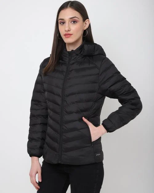 Quilted Zip-Front Hoodie