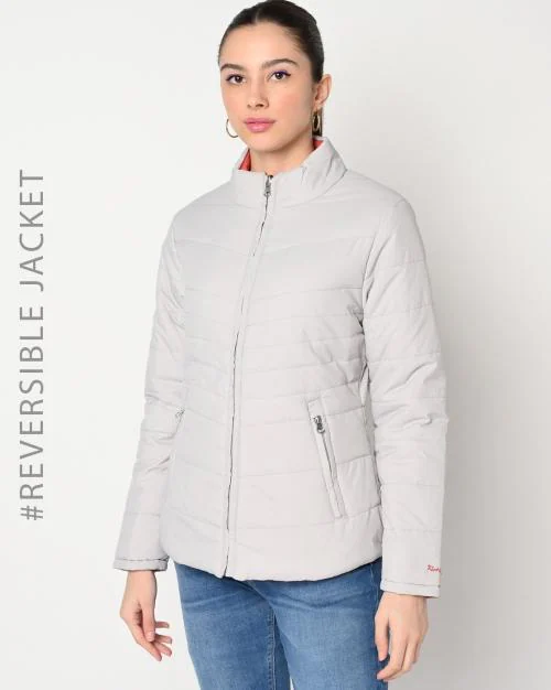 Zip-Front Reversible Puffer Jacket