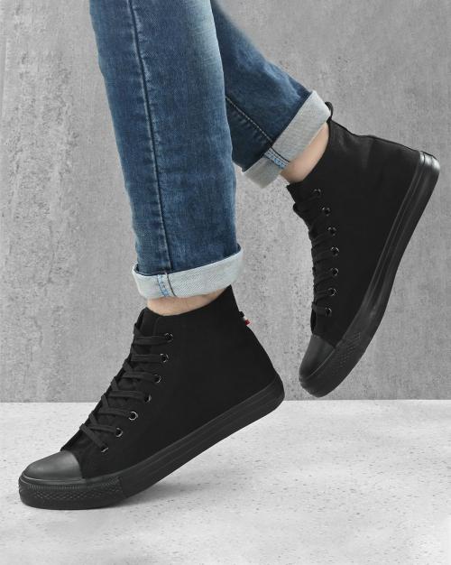 High-Top Lace-Up Casual Shoes