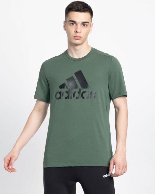 Men Logo Print SMU FR Crew-Neck T-Shirt