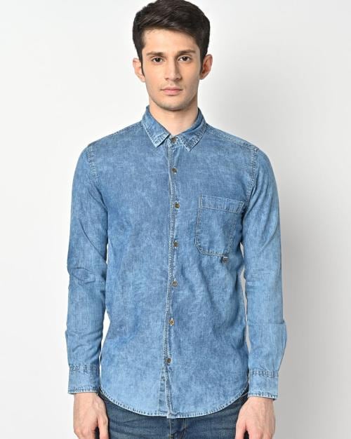 Buy Washed Slim Fit Denim Shirt Online at Best Prices in India JioMart.