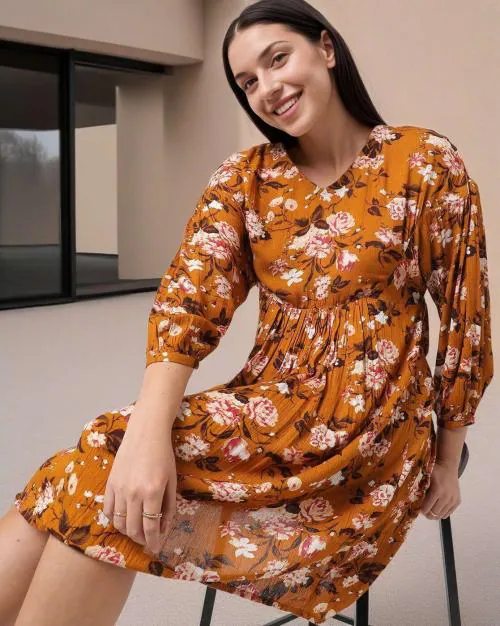 Floral Print A-Line Dress