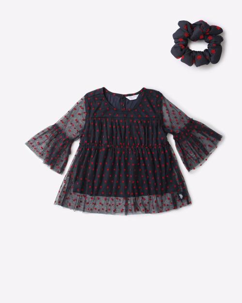 Star Print Top with Scrunchie