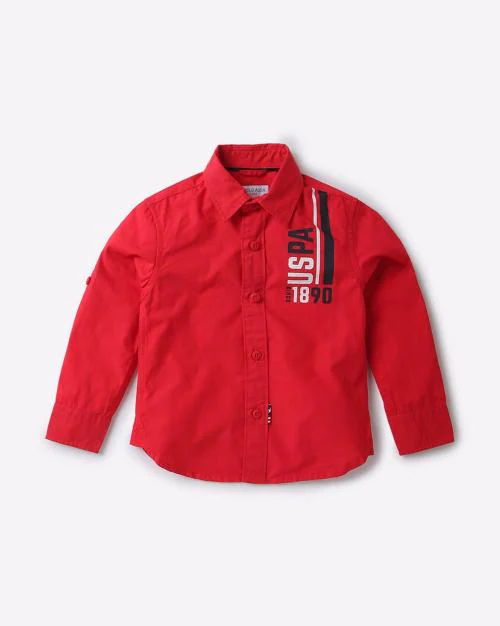 Brand Print Shirt with Contrast Panels