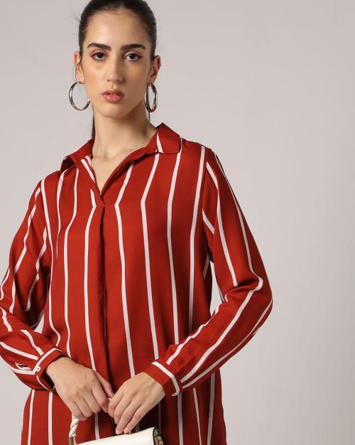 Buy Striped Blouse with Spread Collar Online at Best Prices in India
