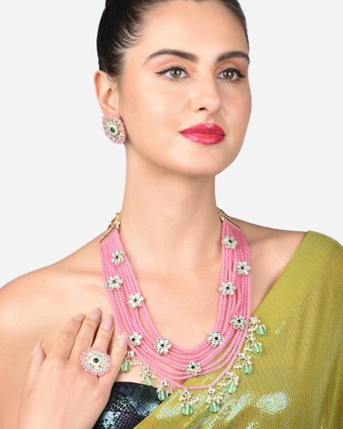 MultiStrand Beaded Kundan Necklace Set JioMart
