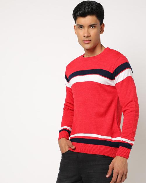 Placement Striped Crew-Neck Pullover