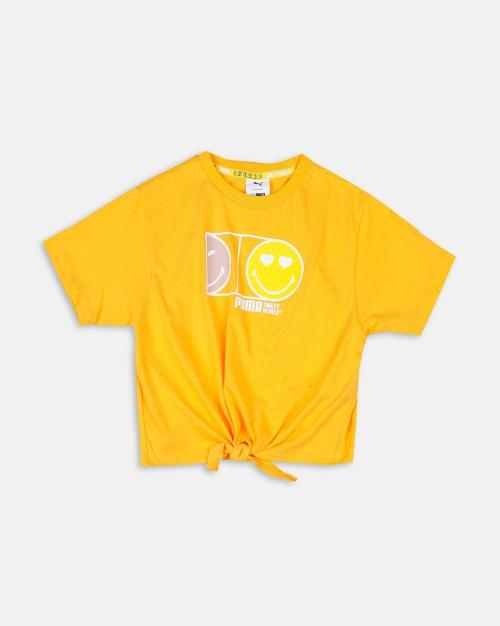 Smiley World Knot Logo Print Round-Neck T-Shirt