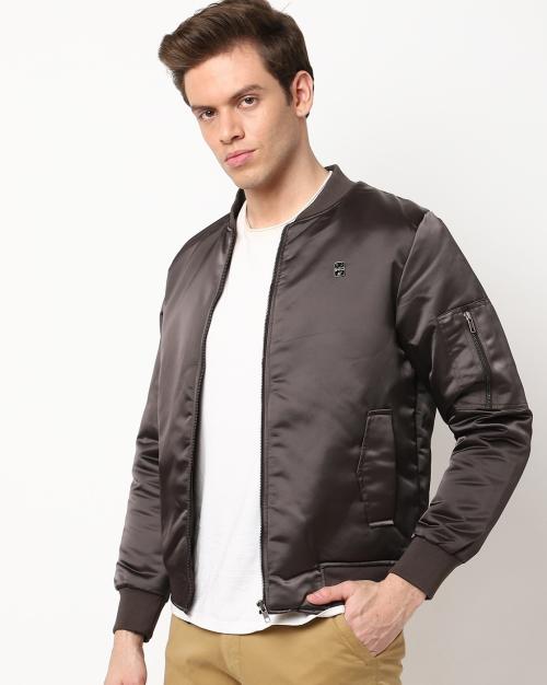 Zip-Front Bomber Jacket with Insert Pockets