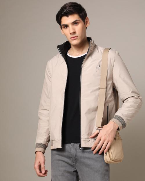 Zip-Front High-Neck Bomber Jacket