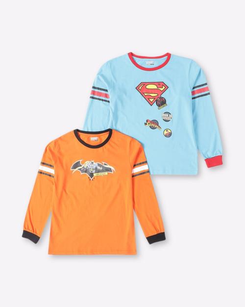 Pack of 2 Superhero Print Round-Neck T-shirts